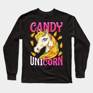 Unicorn Candy Corn Halloween Long Sleeve T-Shirt